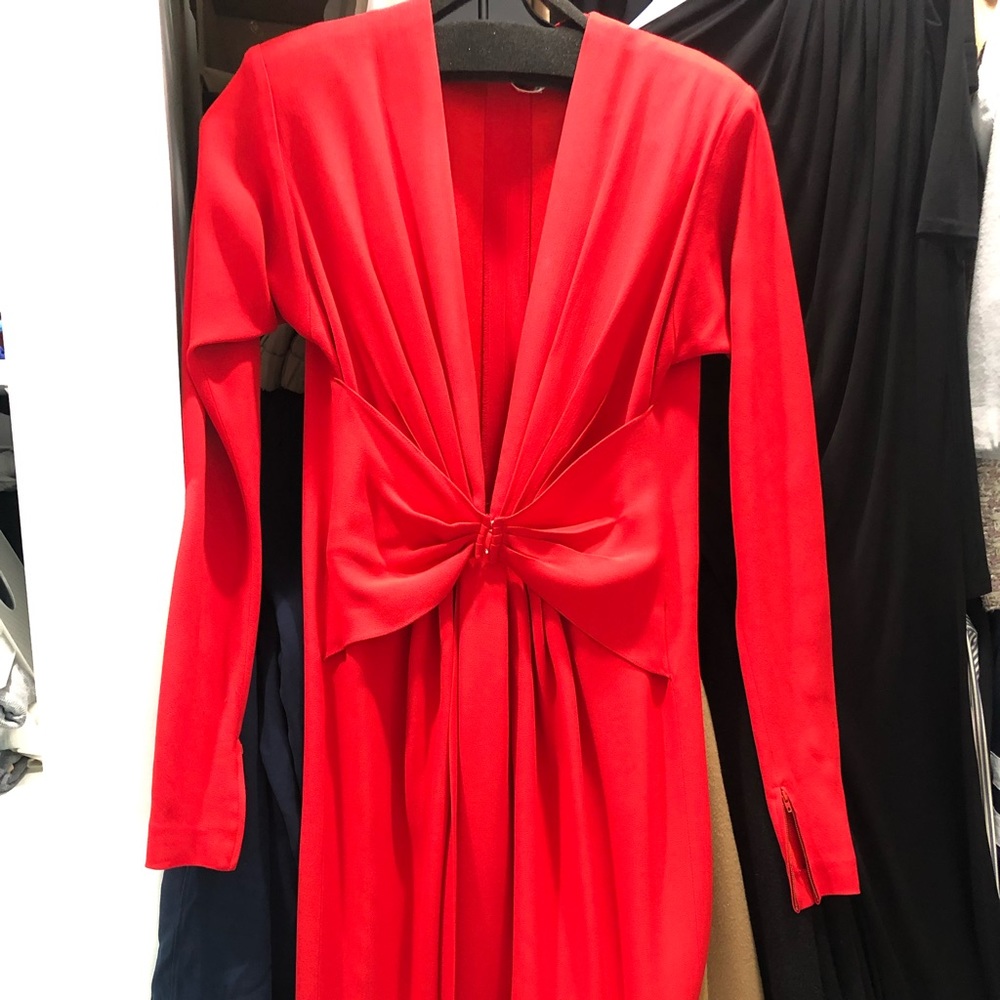 Red YSL Saint Laurent Dress with shoulder pads size 34
